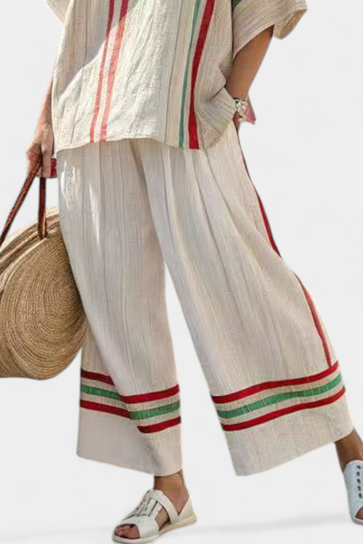 Truvane | Blusa boho estampada cómoda y pantalones anchos