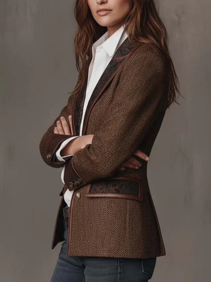 Consuelo | Blazer de espiga con inserciones estampadas
