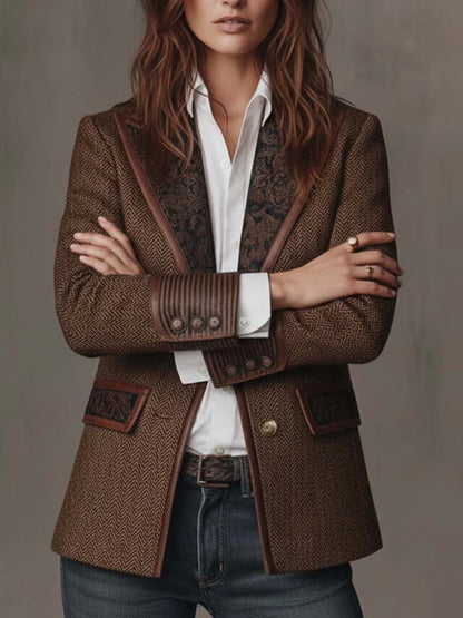 Consuelo | Blazer de espiga con inserciones estampadas