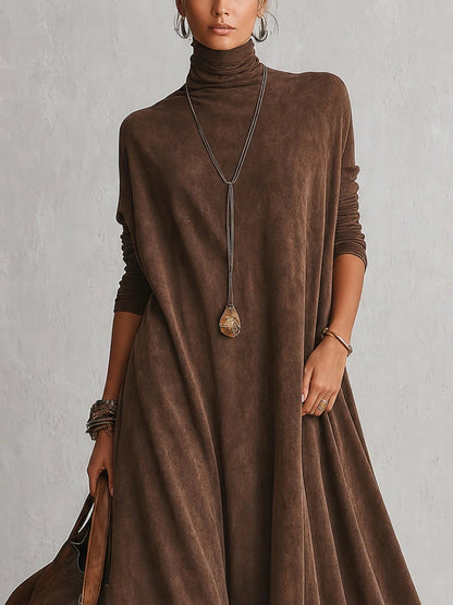 Paloma | Vestido largo efecto ante con bajo de encaje