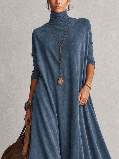 Paloma | Vestido largo efecto ante con bajo de encaje