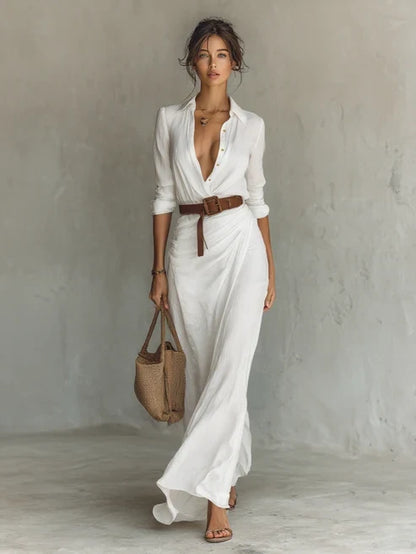 Costanza | Vestido maxi con cuello solapa