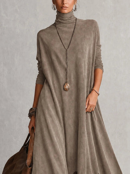 Paloma | Vestido largo efecto ante con bajo de encaje