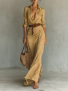 Costanza | Vestido maxi con cuello solapa