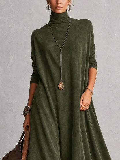 Paloma | Vestido largo efecto ante con bajo de encaje