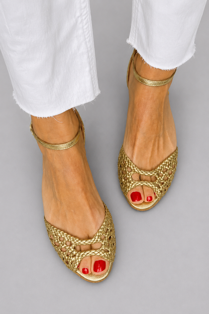 Isa | Sandalias Trenzadas Doradas