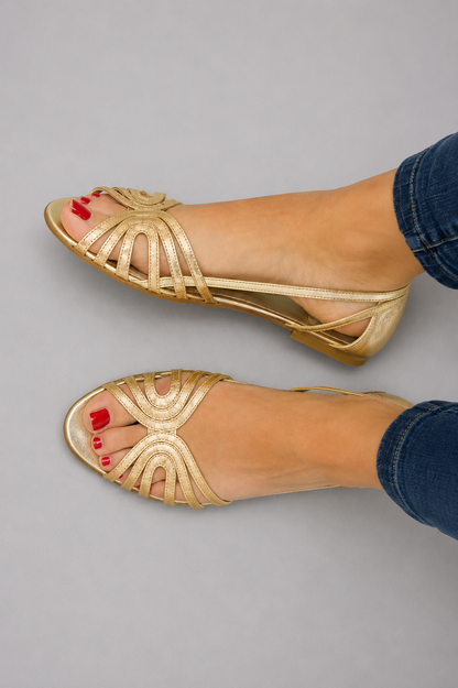 Leonora | Sandalias Doradas Luz de Verano