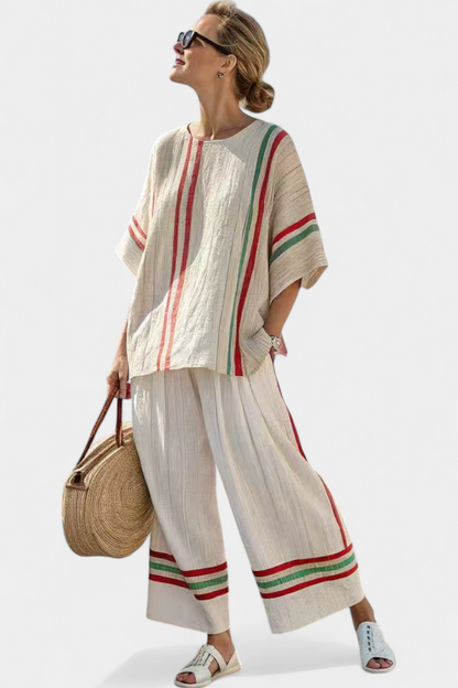 Truvane | Blusa boho estampada cómoda y pantalones anchos