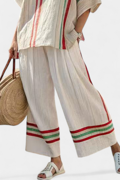 Truvane | Blusa boho estampada cómoda y pantalones anchos