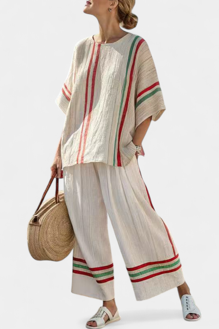 Truvane | Blusa boho estampada cómoda y pantalones anchos