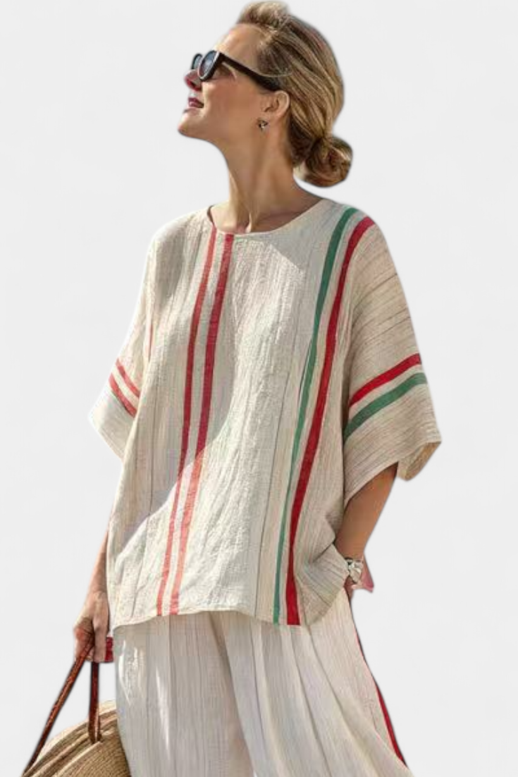 Truvane | Blusa boho estampada cómoda y pantalones anchos