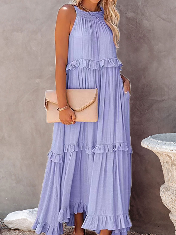 VESTIDO CON VOLANTES ELEGANTE
