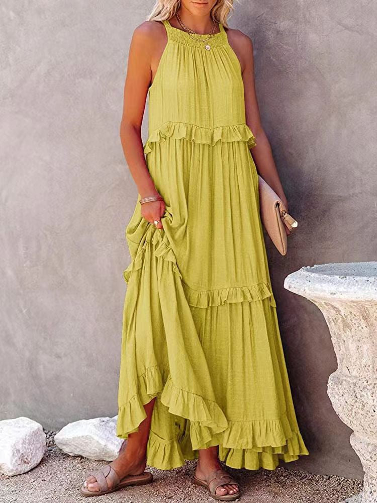 VESTIDO CON VOLANTES ELEGANTE