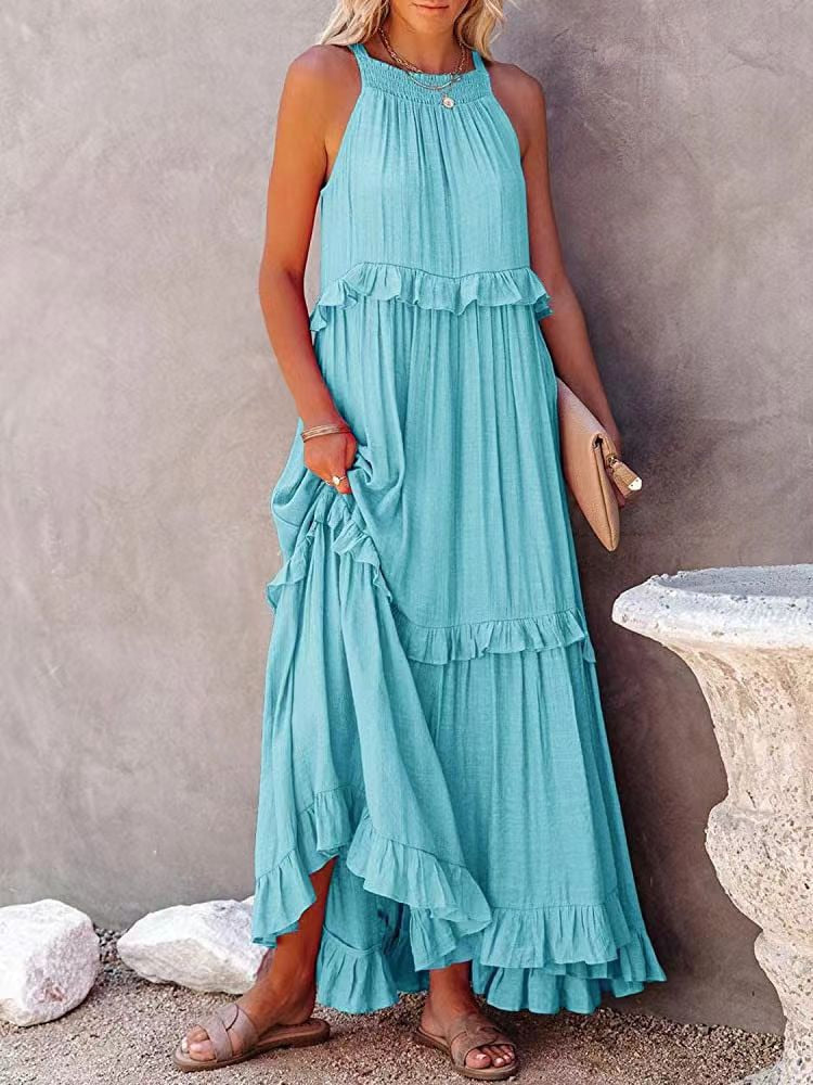 VESTIDO CON VOLANTES ELEGANTE