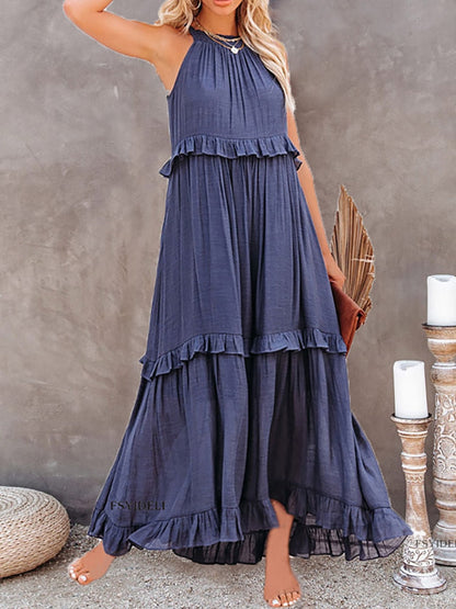 VESTIDO CON VOLANTES ELEGANTE