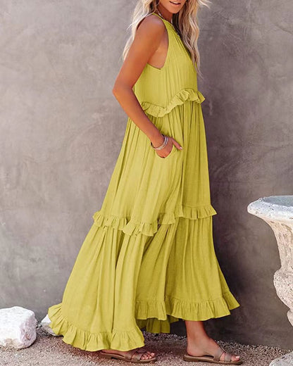 VESTIDO CON VOLANTES ELEGANTE