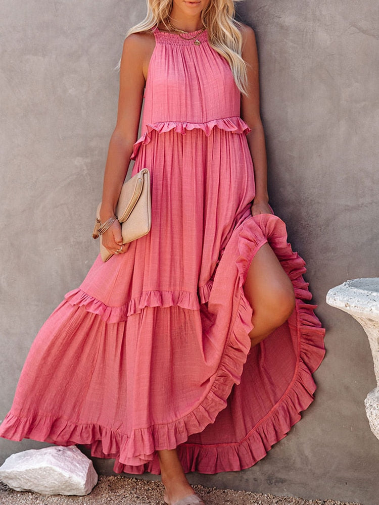 VESTIDO CON VOLANTES ELEGANTE