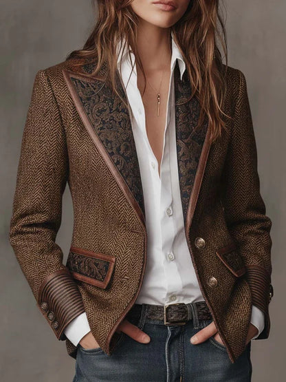 Consuelo | Blazer de espiga con inserciones estampadas