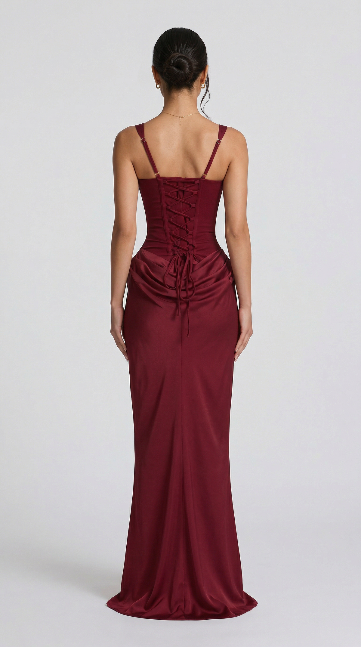 Julie | Vestido maxi de corte reloj de arena - Burdeos