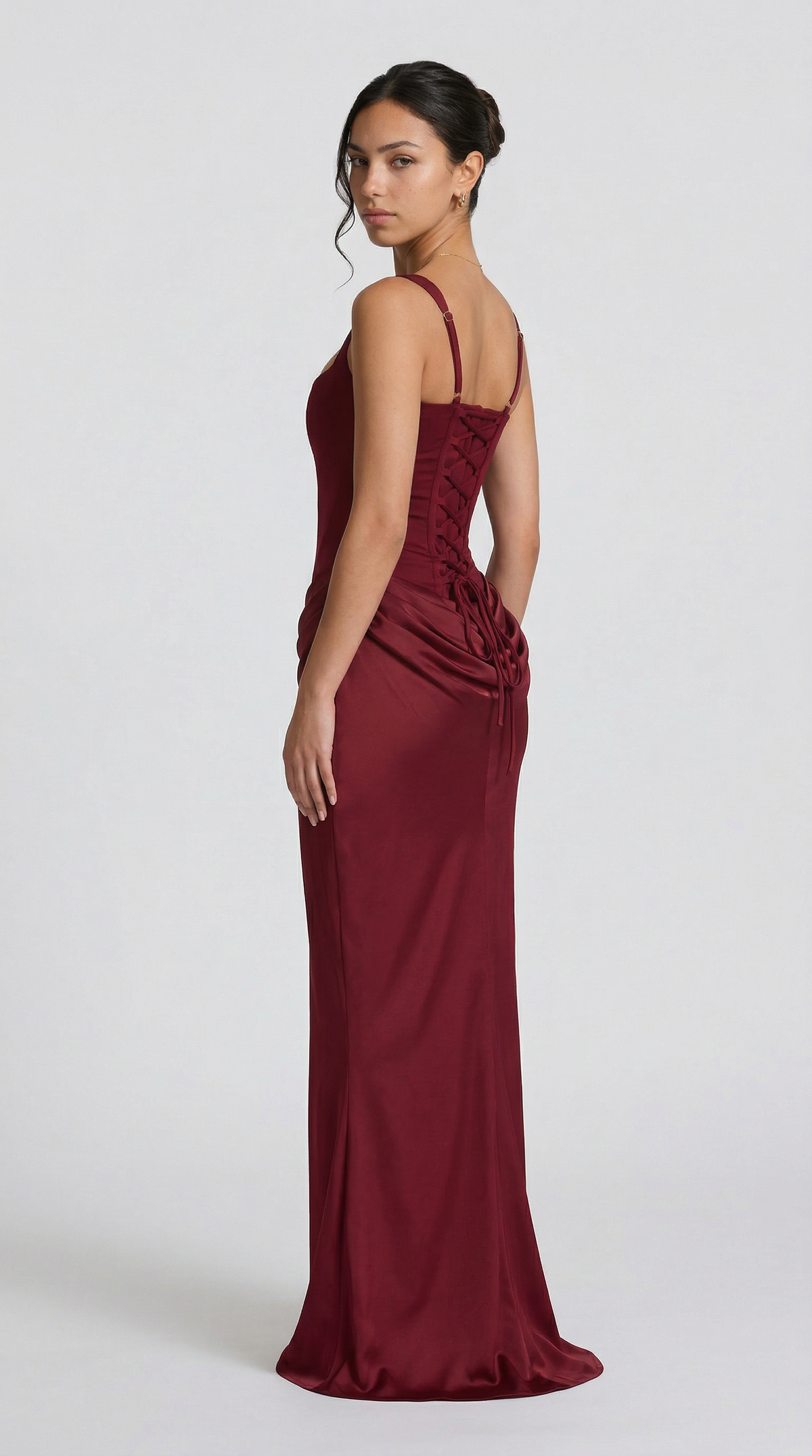 Julie | Vestido maxi de corte reloj de arena - Burdeos