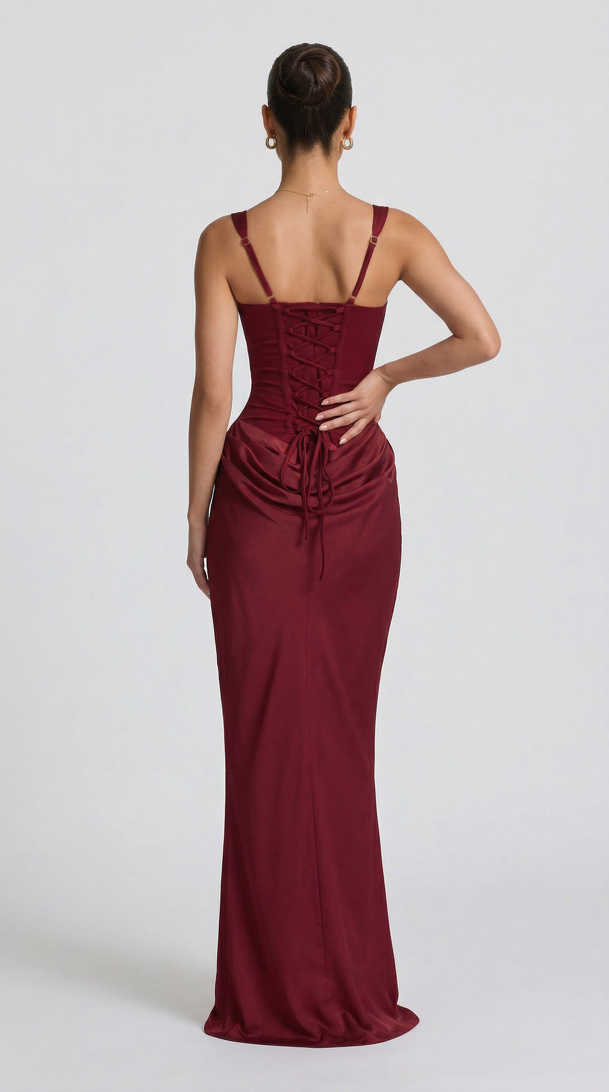 Julie | Vestido maxi de corte reloj de arena - Burdeos