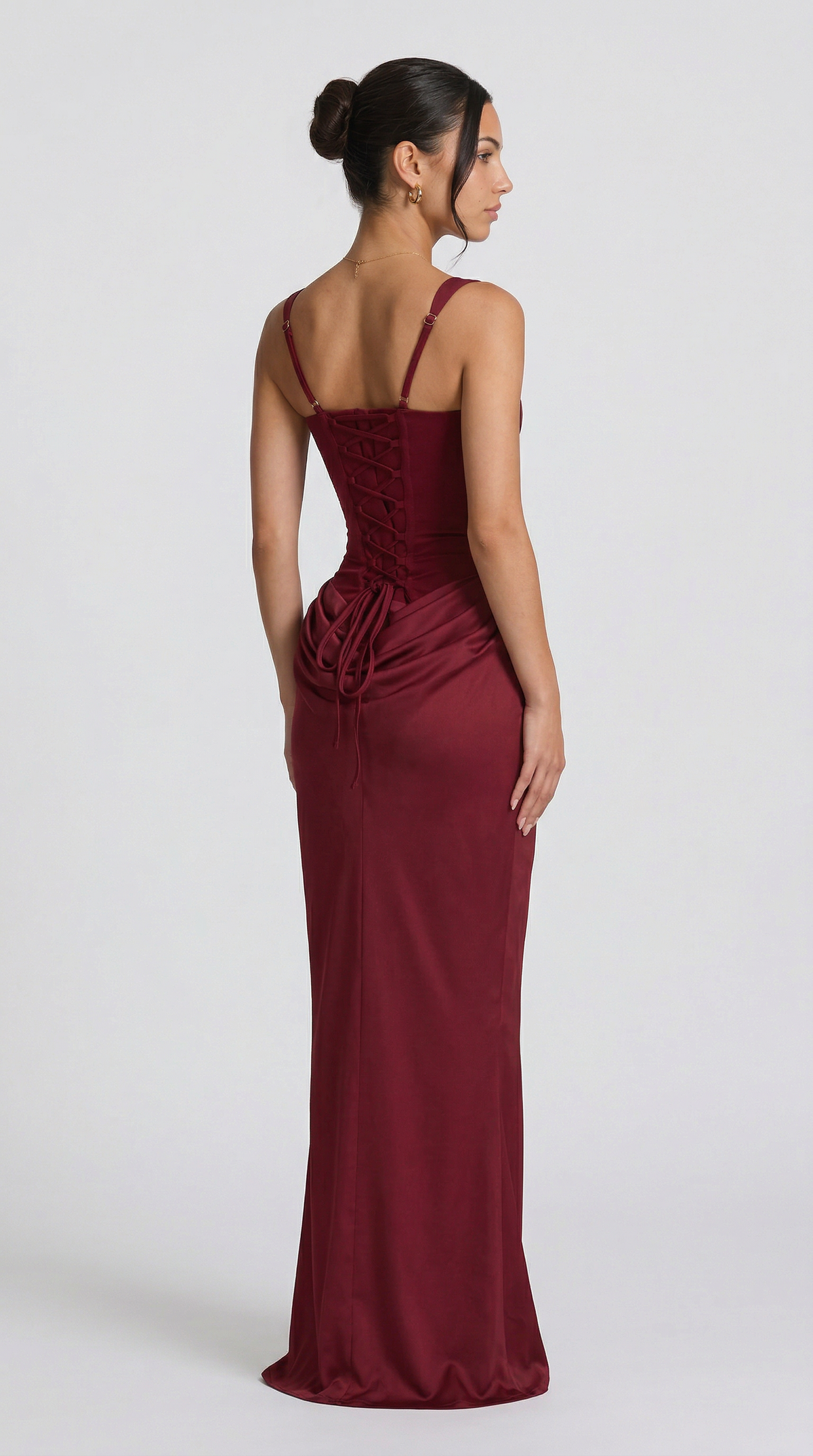Julie | Vestido maxi de corte reloj de arena - Burdeos