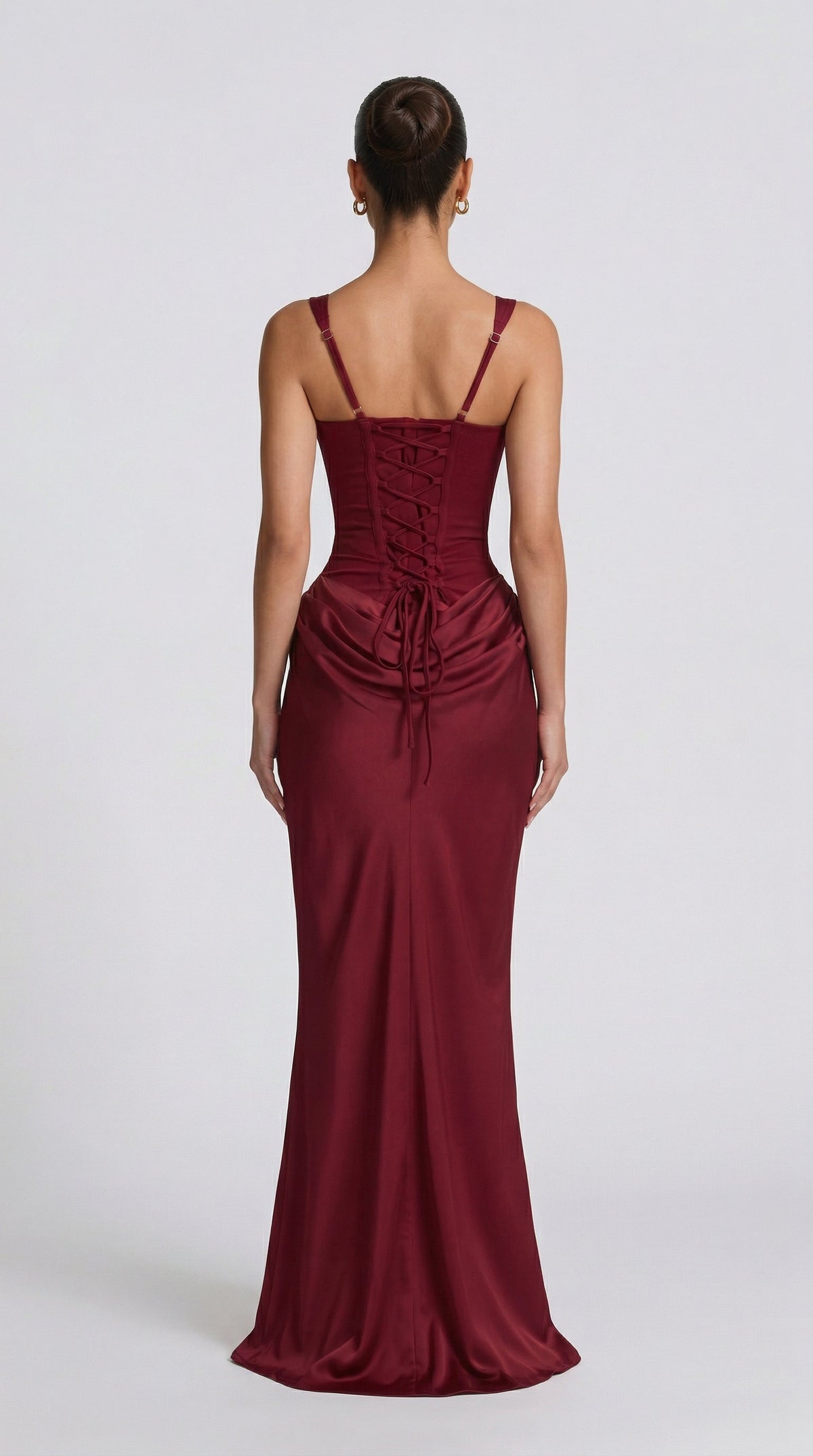 Julie | Vestido maxi de corte reloj de arena - Burdeos
