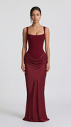 Julie | Vestido maxi de corte reloj de arena - Burdeos
