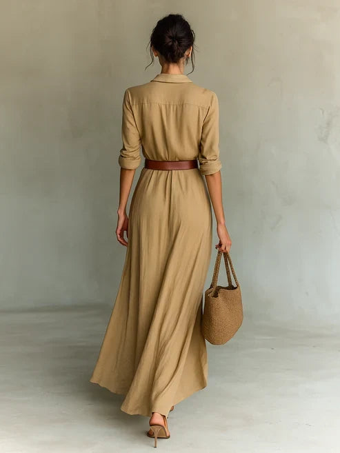 Costanza | Vestido maxi con cuello solapa