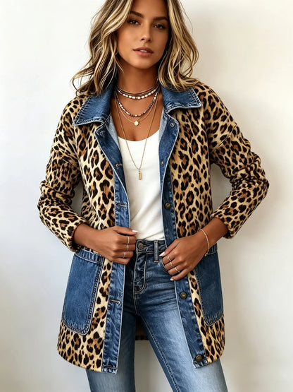 Nieves | Chaqueta larga de leopardo con vaquero