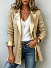 Aurelia | Blazer de punto dorado con ribetes de polipiel